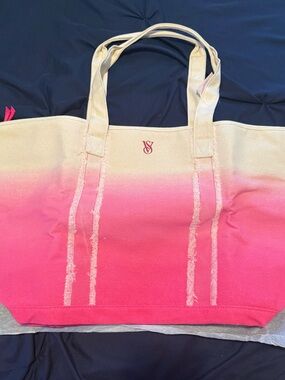 Victoria's Secret Pink Ombre Canvas Tote with Cream Top